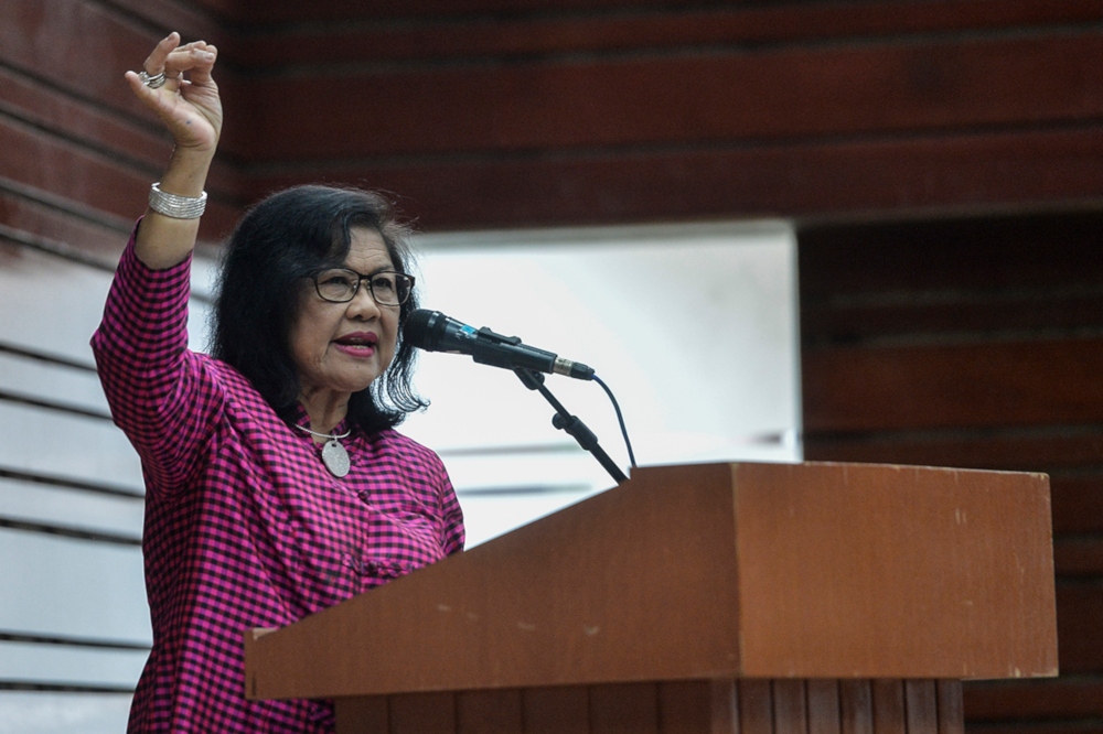 Tan Sri Rafidah Aziz speaks during the u00e2u20acu02dcGerak Patriot Forum Seriesu00e2u20acu2122 in University of Malaya on June 29, 2019. u00e2u20acu201d Picture by Miera Zulyana