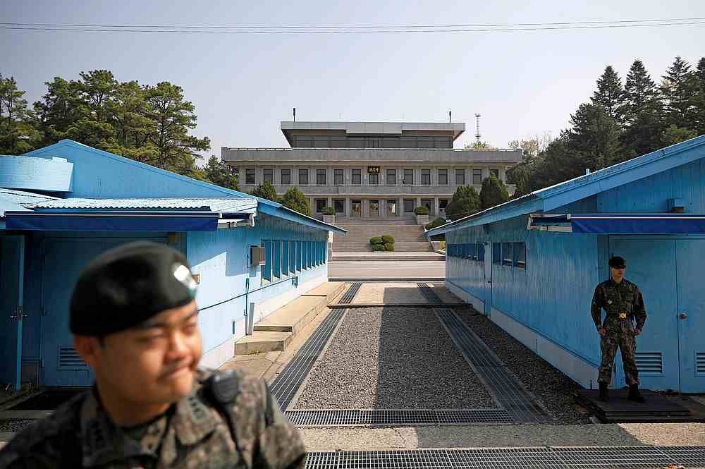 South Korean soldiers stand guard at the truce village of Panmunjom inside the demilitarized zone (DMZ) separating the two Koreas, South Korea, May 1, 2019.  u00e2u20acu201d Reuters pic