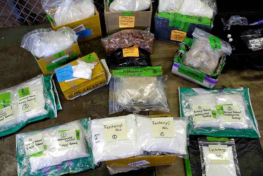 Plastic bags of fentanyl are displayed on a table at the US Customs and Border Protection area at the at O'Hare International Airport in Chicago, Illinois  November 29, 2017. u00e2u20acu201d Reuters pic