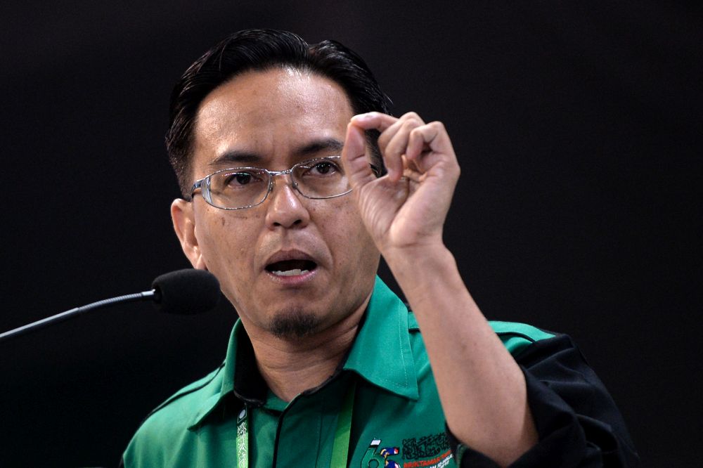 PAS Youth chief Khairil Nizam Khirudin speaks during Muktamar 2019 in Kuantan June 23, 2019.  u00e2u20acu201d Picture by Mukhriz Hazim