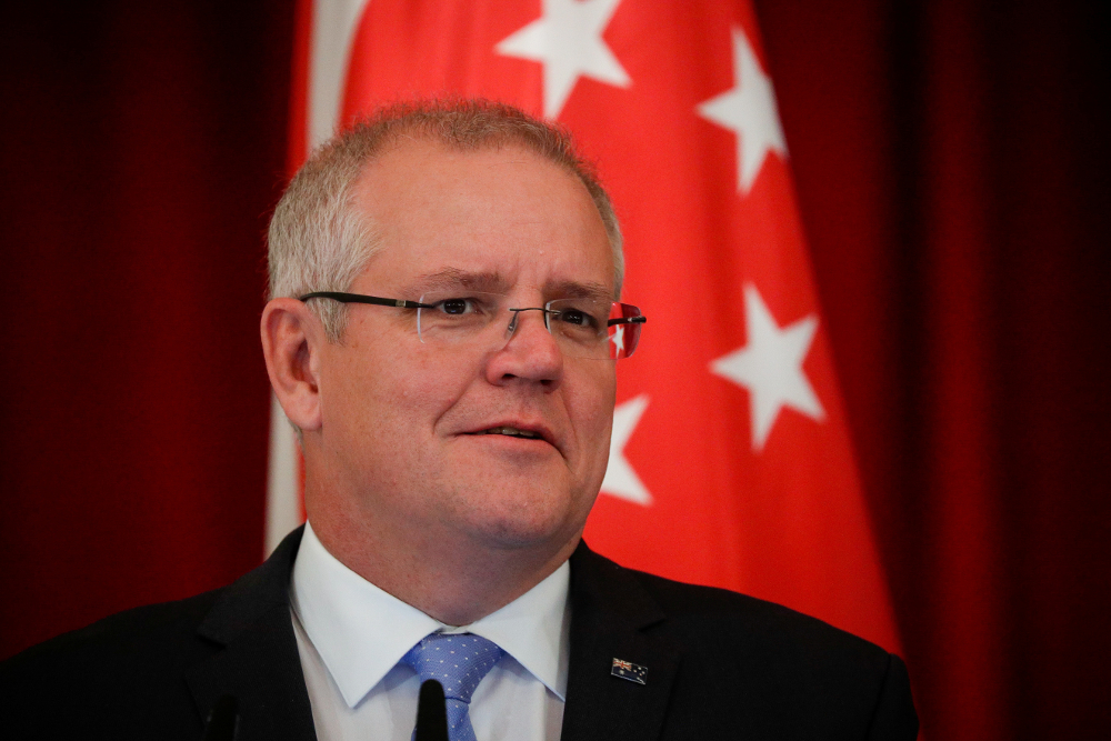 Australian Prime Minister Scott Morrison speaks during a joint press conference at the Istana Presidential Palace in Singapore June 7, 2019. u00e2u20acu201d Picture by Wallace Woon/Pool via Reuters