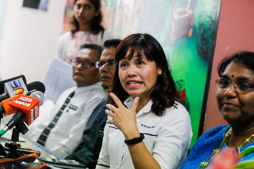 Deputy Minister of Education Teo Nie Ching speaks during her visit at SJK (T) Permatang Tinggi in Nibong Tebal June 25, 2019. u00e2u20acu2022 Picture by Sayuti Zainudin