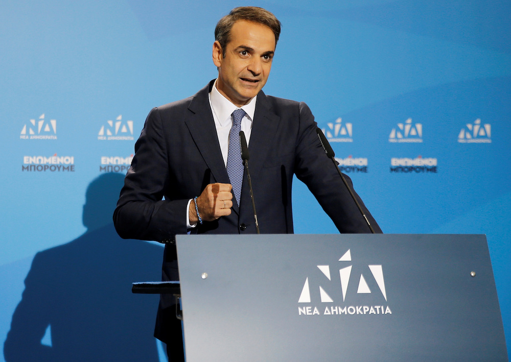 New Democracy conservative party leader Kyriakos Mitsotakis speaks at party's headquarters, after the general election in Athens July 7, 2019. u00e2u20acu201d Reuters pic