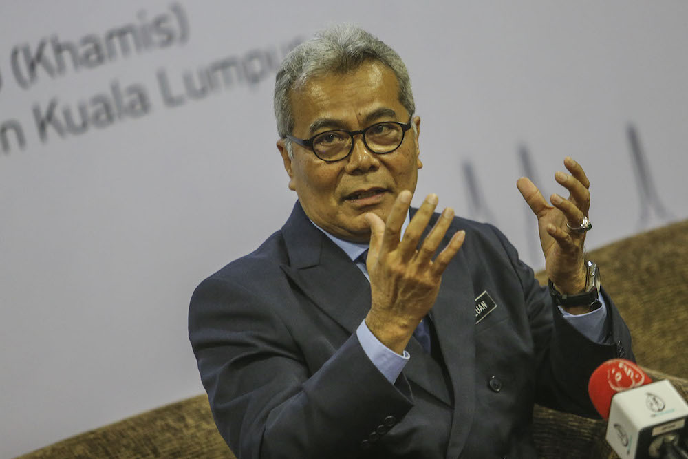 Entrepreneur Development Minister Datuk Seri Mohd Redzuan Yusof speaks at a press conference during the launch of the National Entrepreneurship Policy at the KL Convention Centre, July 11, 2019. u00e2u20acu201d Picture by Hari Anggara