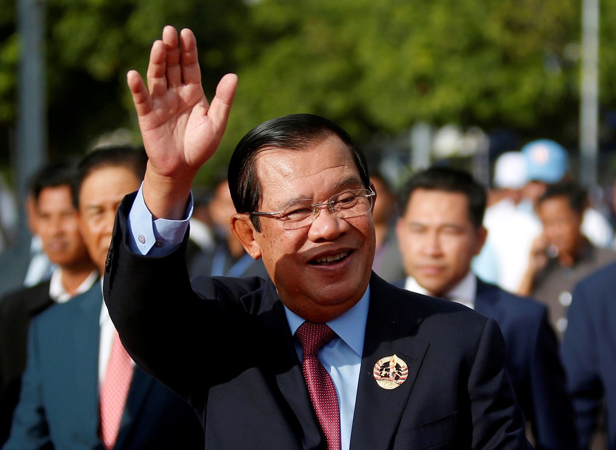 FILE PHOTO: President of the ruling Cambodian People's Party (CPP) and Prime Minister Hun Sen attends a ceremony to mark the 68th anniversary of the establishment of the party in Phnom Penh, Cambodia, June 28, 2019. REUTERS/Samrang Pring/File Photo