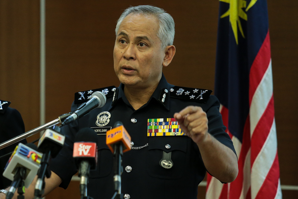 Bukit Amanu00e2u20acu2122s Internal Security and Public Safety Department director-general Datuk Seri Acryl Sani Abdullah Sani speaks during a press conference in Bukit Aman July 3, 2019. u00e2u20acu201d Picture by Ahmad Zamzahuri