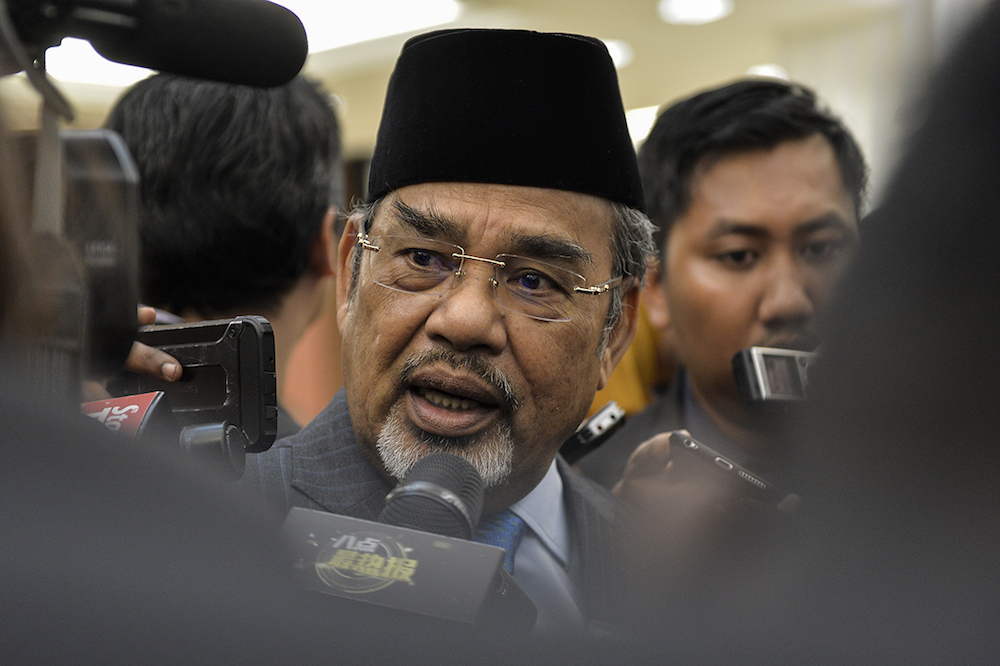 Pasir Salak MP Datuk Seri Tajuddin Abdul Rahman speaks to reporters at Parliament, Kuala Lumpur July 3, 2019. u00e2u20acu201d Picture by Miera Zulyana