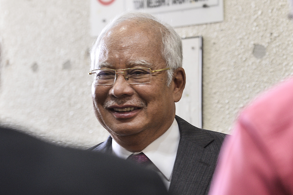 Former prime minister Datuk Seri Najib Razak is seen at the Kuala Lumpur Courts Complex July 10, 2019. u00e2u20acu201d Picture by Miera Zulyana