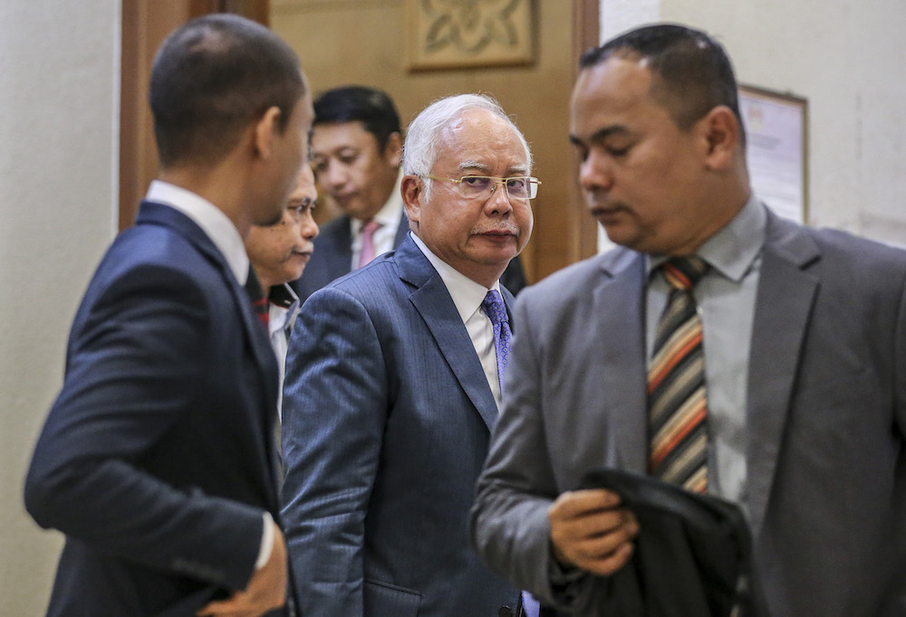 Former prime minister Datuk Seri Najib Razak is pictured at the Kuala Lumpur High Court July 15, 2019. u00e2u20acu201d Picture by Firdaus Latif