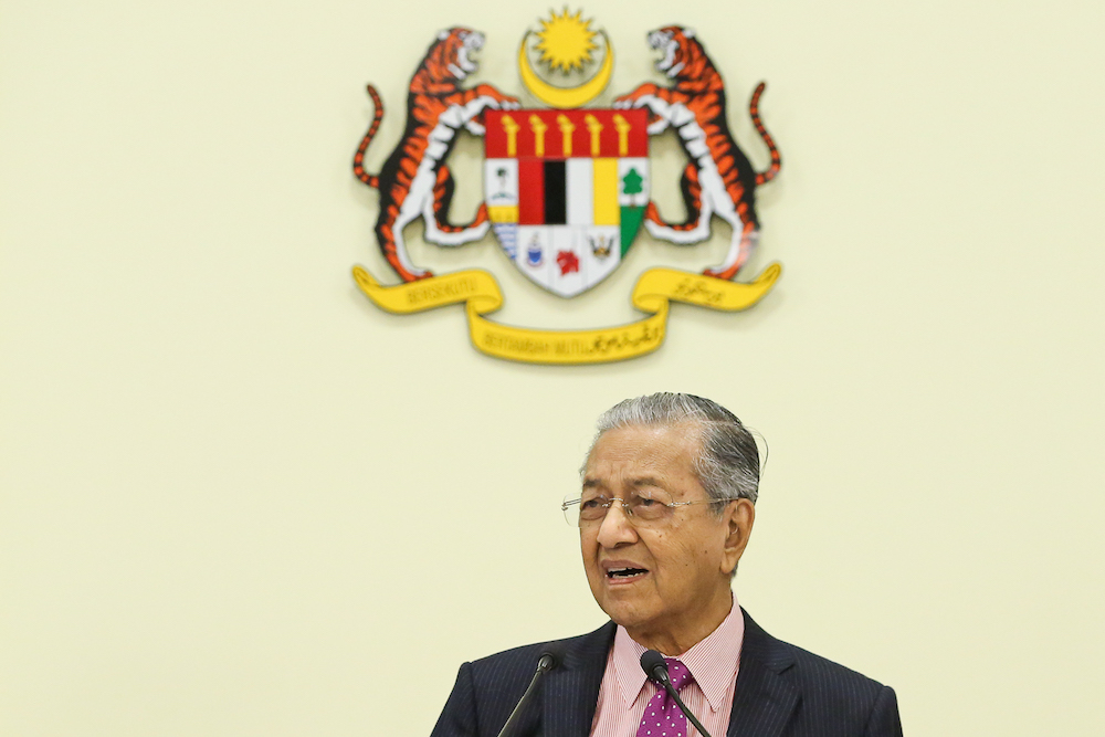 Prime Minister Tun Dr Mahathir Mohamad speaks during a press conference at the Prime Ministeru00e2u20acu2122s Office in Putrajaya July 18, 2019. u00e2u20acu201d Picture by Yusof Mat Isa