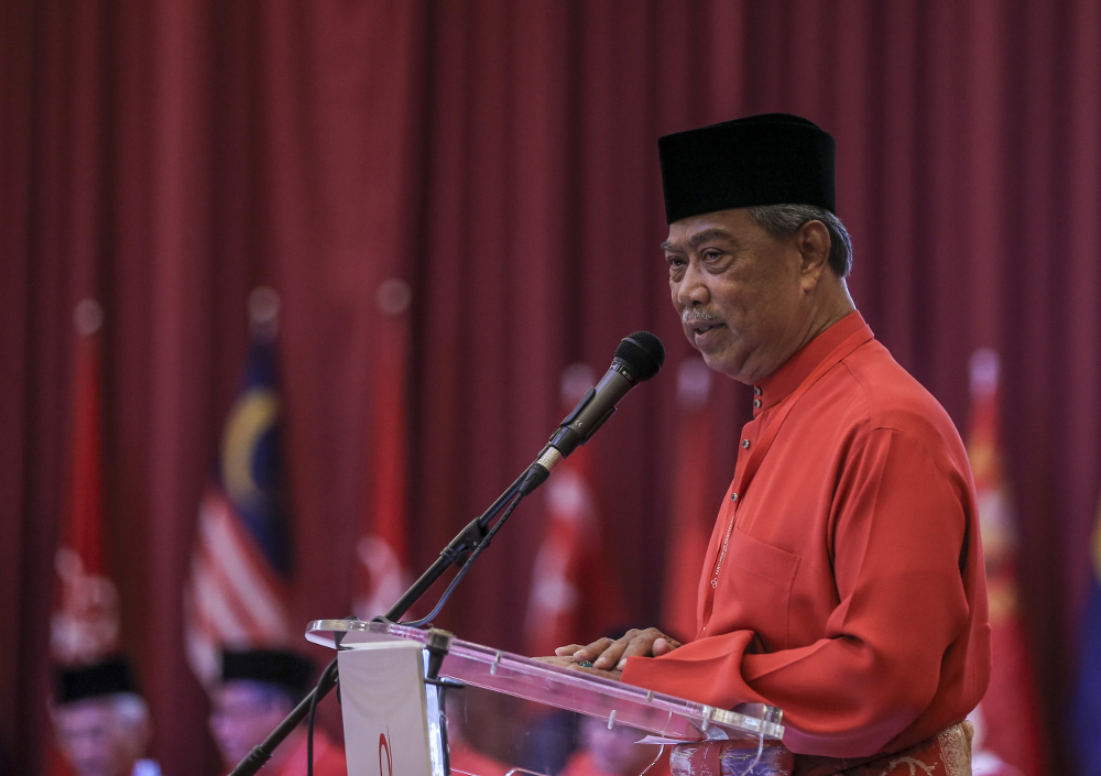 Parti Pribumi Bersatu Malaysia (PPBM) president Tan Sri Muhyiddin Yassin speaks during Bersatu special assembly, at Malaysia Exposition Park Serdang (MAEPS), Serdang July 20, 2019. u00e2u20acu201d Picture by Firdaus Latif