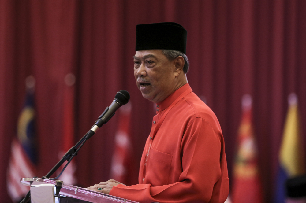 Parti Pribumi Bersatu Malaysia (PPBM) president Tan Sri Muhyiddin Yassin speaks during Bersatu special assembly, at Malaysia Exposition Park Serdang (MAEPS), Serdang July 20, 2019. u00e2u20acu201d Picture by Firdaus Latif