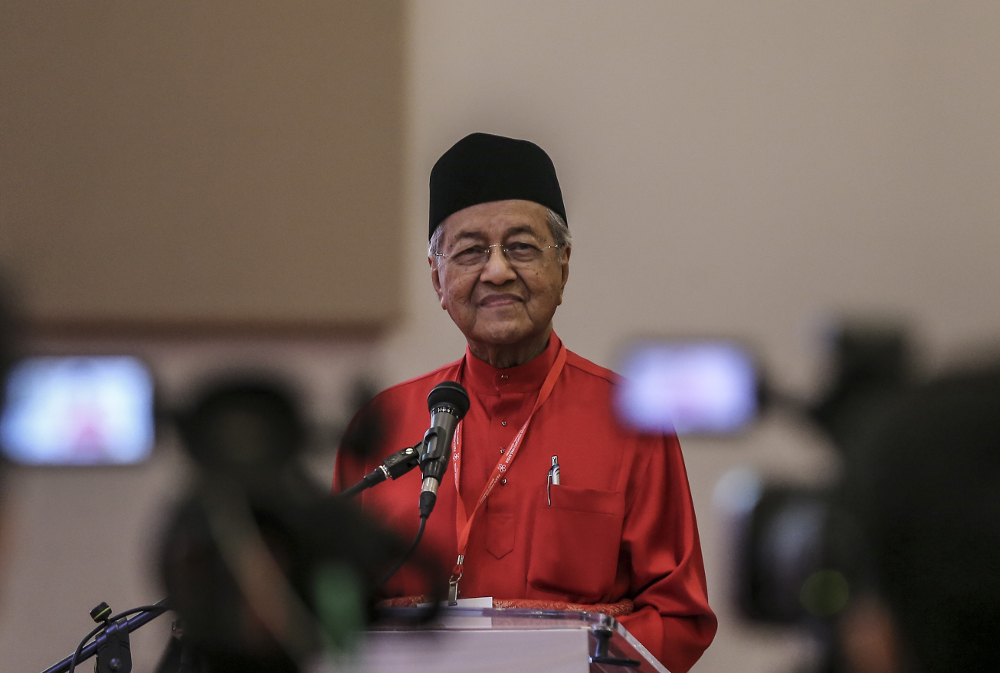 Parti Pribumi Bersatu Malaysia (PPBM) chairman Tun Dr Mahathir Mohamad speaks during Bersatu special assembly, at Malaysia Exposition Park Serdang (MAEPS), Serdang July 20, 2019. u00e2u20acu201d Picture by Firdaus Latif