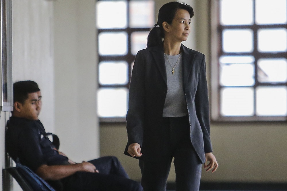 Former AmBank relationship manager Joanna Yu Ging Ping is seen at the Kuala Lumpur Court Complex July 22, 2019. u00e2u20acu201d Picture by Hari Anggara