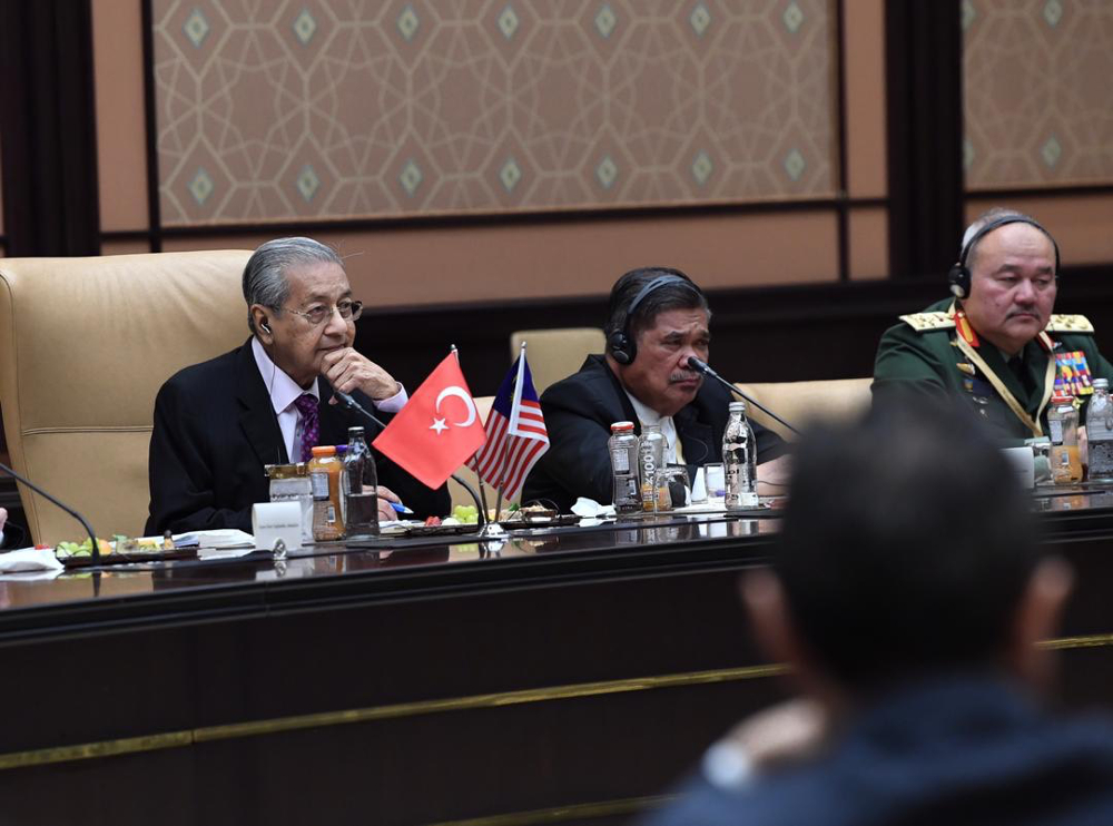Prime Minister Tun Dr Mahathir Mohamad and Defence Minister Mohamad Sabu during a meeting with their Turkish counterparts at the Presidential Complex in Ankara July 25, 2019. u00e2u20acu201d Bernama pic