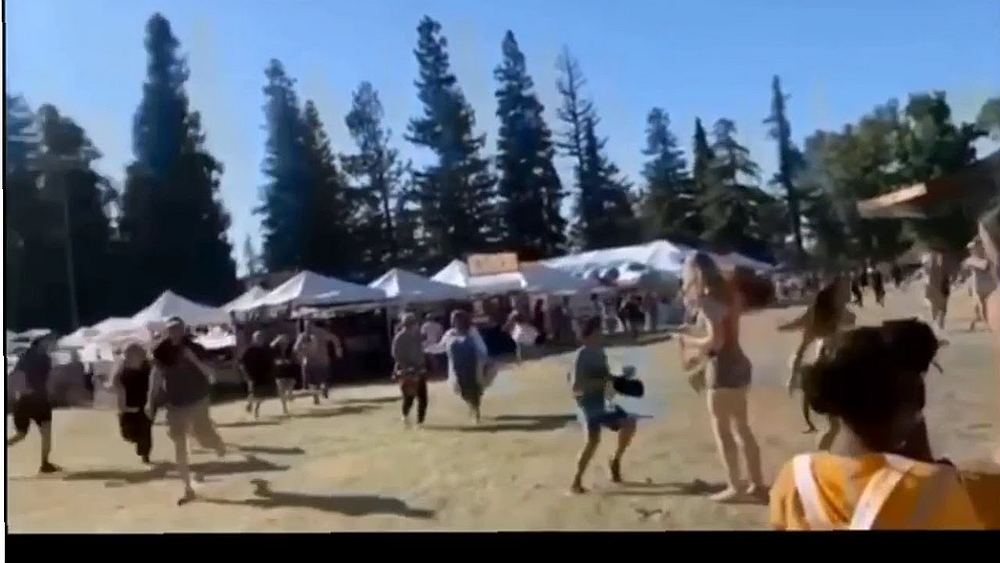 A scene from the YouTube video: Gilroy garlic festival shooting.