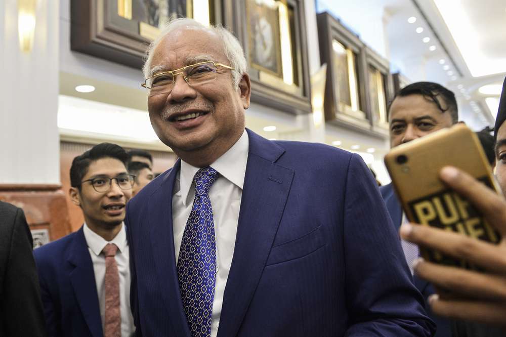 Pekan MP Datuk Seri Najib Razak speaks to reporters at Parliament in Kuala Lumpur July 16, 2019. u00e2u20acu2022 Picture by Miera Zulyana