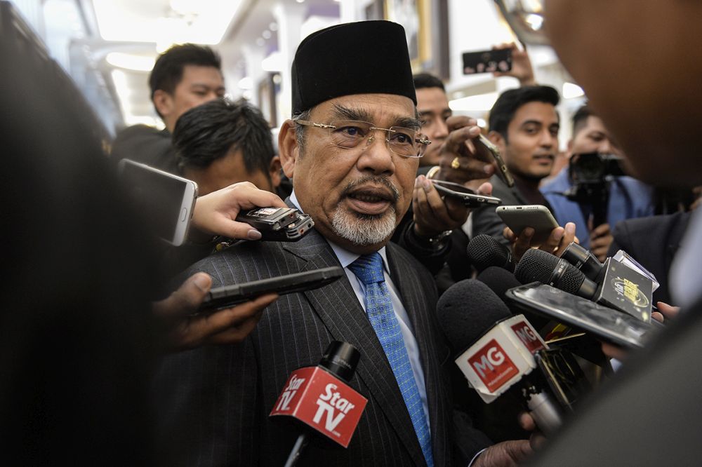 Pasir Salak MP Datuk Seri Tajuddin Abdul Rahman speaks to reporters at Parliament, Kuala Lumpur July 3, 2019. u00e2u20acu201d Picture by Miera Zulyana
