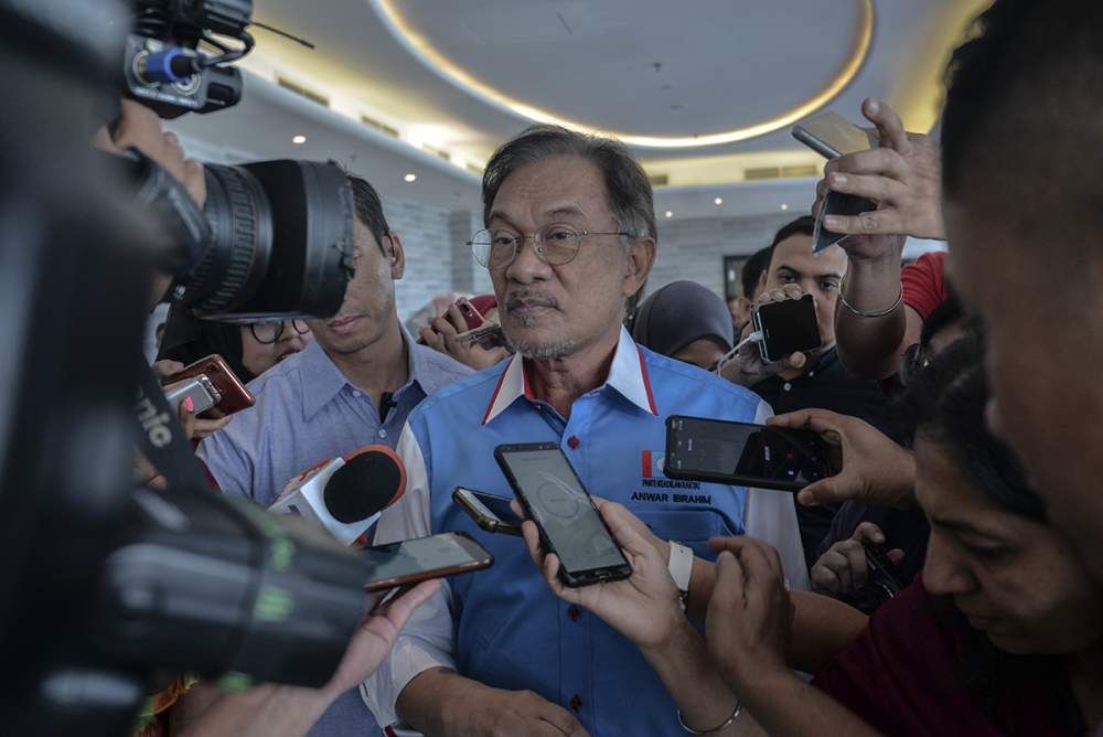 PKR leader Datuk Seri Anwar Ibrahim speaks to reporters during the PKR retreat in Port Dickson July 20, 2019. u00e2u20acu2022 Picture by Shafwan Zaidon
