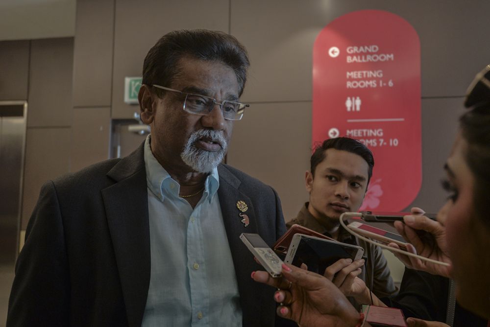 Minister of Water Land and Natural Resources Dr Xavier Jayakumar speaks to reporters during the PKR retreat in Port Dickson July 20, 2019. u00e2u20acu2022 Picture by Shafwan Zaidon