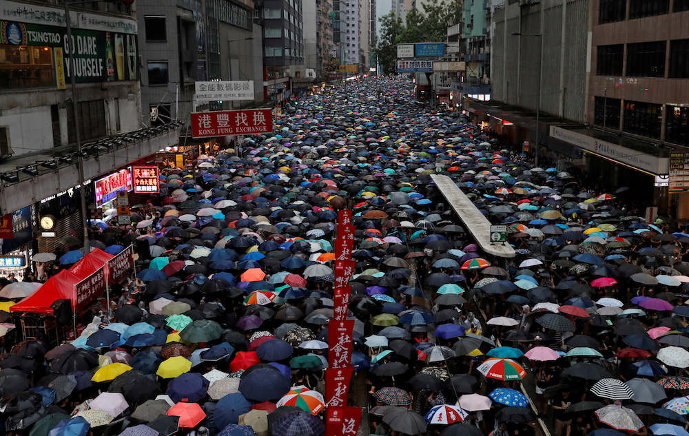 Anti-extradition bill protesters march to demand democracy and political reforms, in Hong Kong August 18, 2019. u00e2u20acu201d Reuters pic