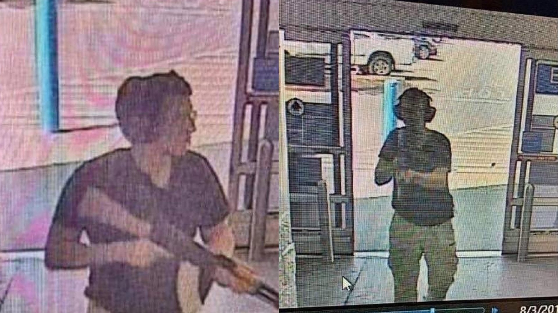 当地传媒取得现场闭路电视片段，见到疑凶手持一枝疑似AK-47步枪走入店铺。-法新社-