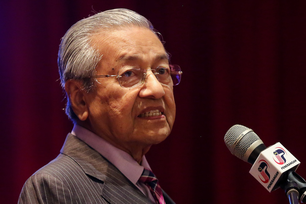 Prime Minister Tun Dr Mahathir Mohamad delivers his speech during the national civics education launch in Putrajaya August 13, 2019. u00e2u20acu201d Picture by Yusof Mat Isa