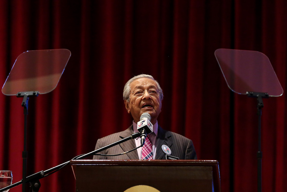 Prime Minister Tun Dr Mahathir Mohamad delivers his speech during the national civics education launch in Putrajaya August 13, 2019. u00e2u20acu201d Picture by Yusof Mat Isa