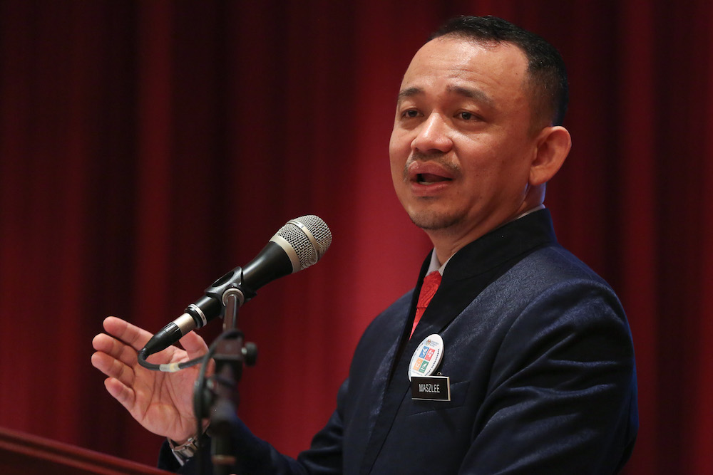 Education Minister Maszlee Malik delivers his speech during the national civics education launch in Putrajaya August 13, 2019. u00e2u20acu201d Picture by Yusof Mat Isa