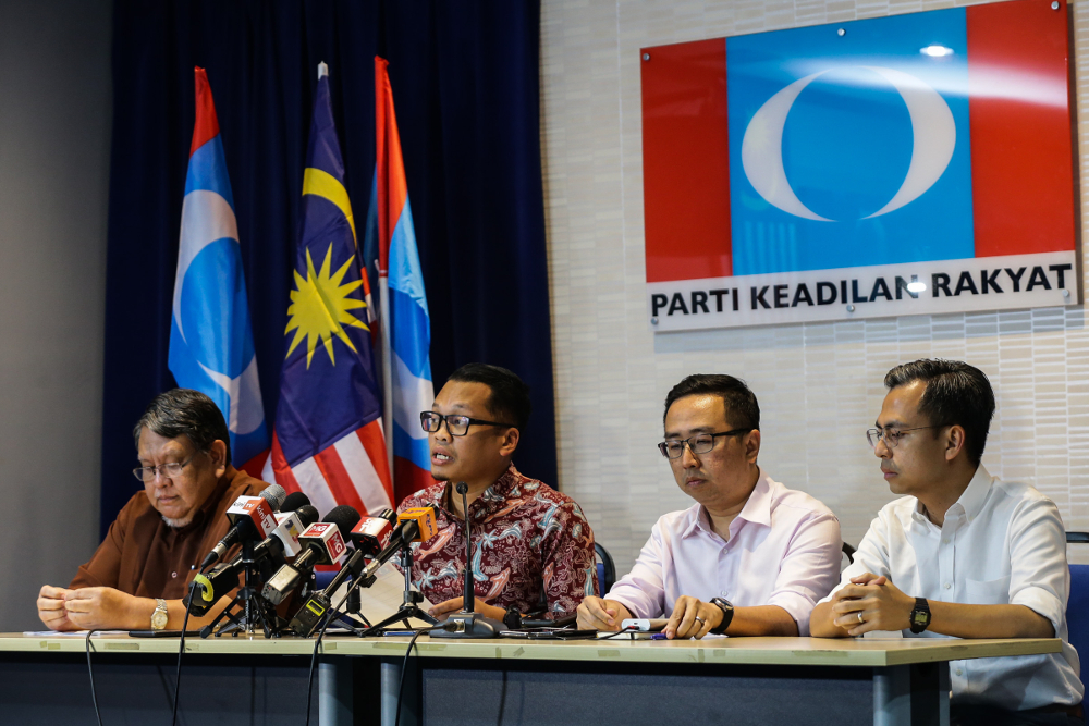 Nik Nazmi Nik Ahmad speaks during a press conference at PKRu00e2u20acu2122s headquarters in Petaling Jaya August 21, 2019. u00e2u20acu201d Picture by Ahmad Zamzahuri