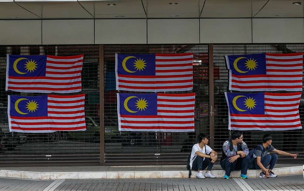 Malaysia flags are seen at the side of a building at Lebuh Queen in George Town August 21, 2019. u00e2u20acu201d Picture by Sayuti Zainudin 