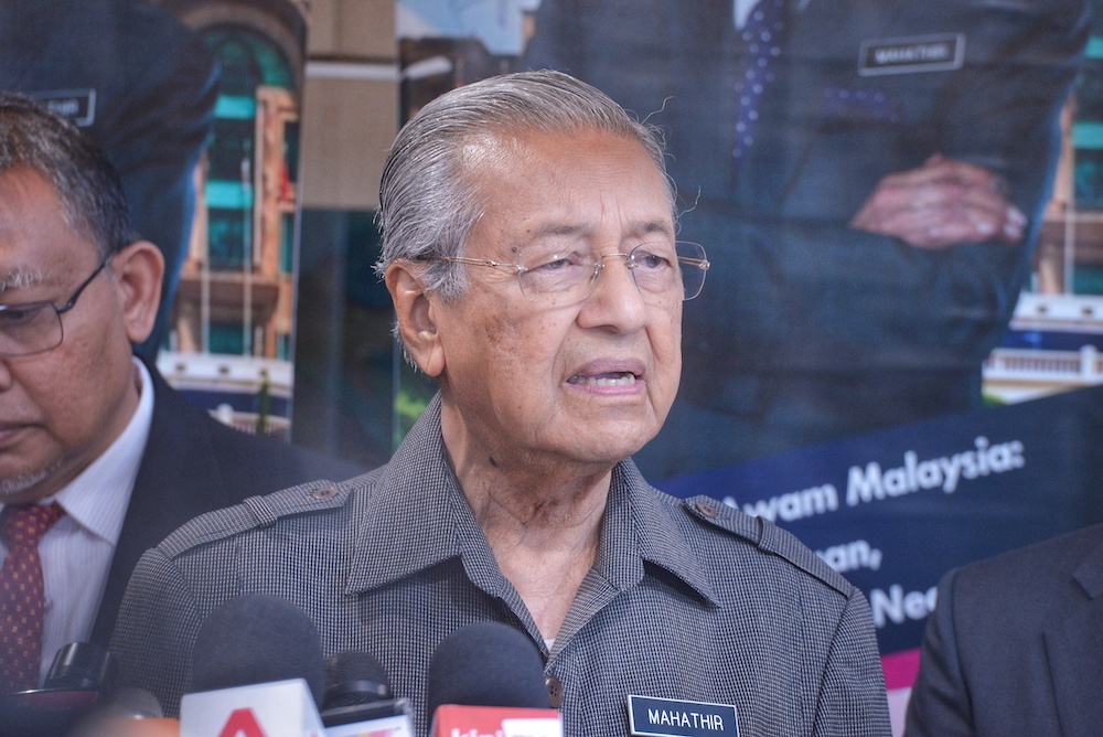 Prime Minister Tun Dr Mahathir Mohamad speaks to the media after a gathering of government officers at Perbadanan Putrajaya in Putrajaya August 22, 2019. u00e2u20acu201d Picture by Shafwan Zaidon