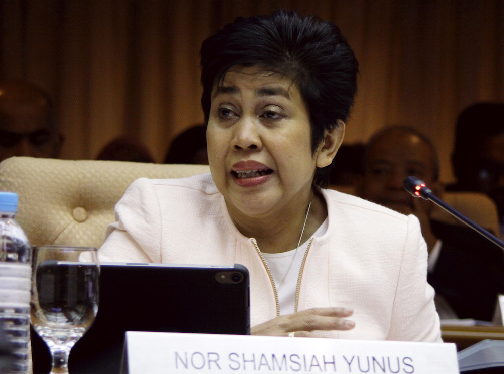 Bank Negara Governor Datuk Nor Shamsiah Mohd Yunus speaks at a press conference at Bank Negara, August 16, 2019. u00e2u20acu201d Bernama pic