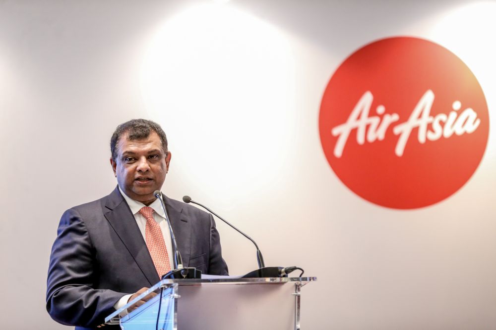 Air Asia Group CEO Tan Sri Tony Fernandes delivers a speech in Kuala Lumpur August 30, 2019. u00e2u20acu201d Picture by Firdaus Latif