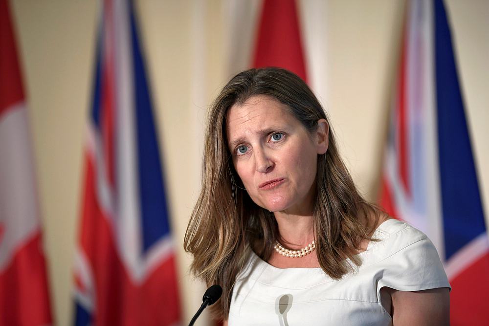 Canada's Foreign Minister Chrystia Freeland at a news conference in Toronto, Ontario August 6, 2019. u00e2u20acu201d Reuters pic 