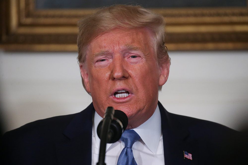 US President Donald Trump speaks about the shootings in El Paso and Dayton in the Diplomatic Room of the White House, Washington August 5, 2019. u00e2u20acu201d Reuters pic