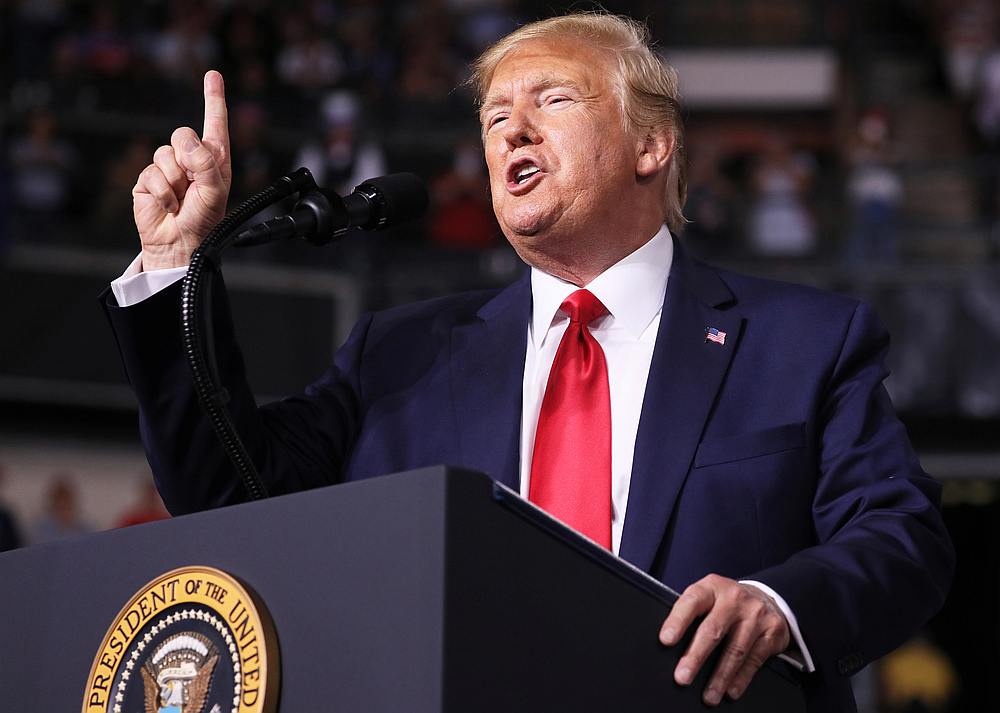 US President Donald Trump rallies with supporters in Manchester, New Hampshire August 15, 2019. u00e2u20acu201d Reuters pic