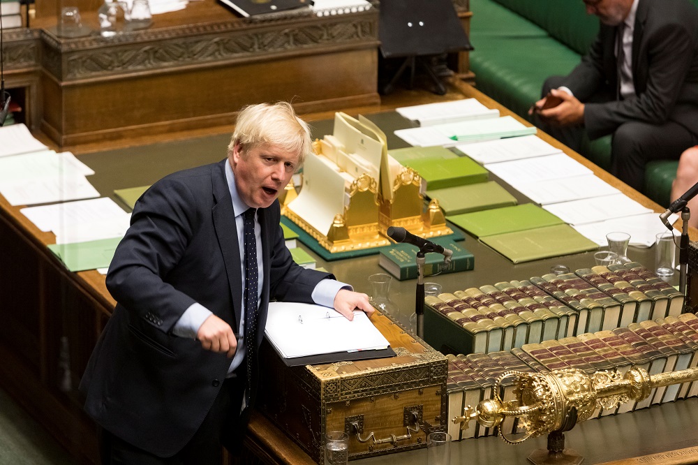 Britainu00e2u20acu2122s Prime Minister Boris Johnson speaks at the House of Commons in London, Britain September 3, 2019. u00e2u20acu201d Picture by UK Parliament/Roger Harris/Handout via Reuters