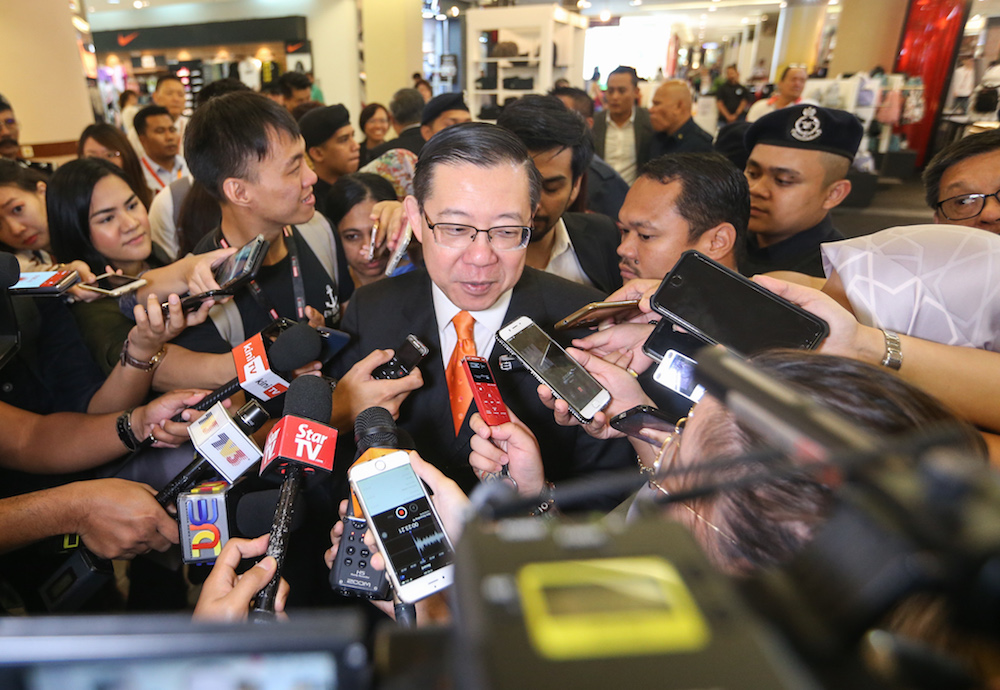 Finance Minister Lim Guan Eng speaks to reporters in Petaling Jaya September 13, 2019. u00e2u20acu201d Picture by Firdaus Latif