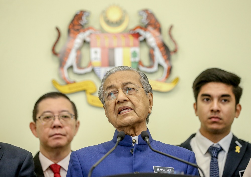 Prime Minister Tun Dr Mahathir Mohamad speaks during a press conference in Putrajaya September 14, 2019. u00e2u20acu201d Picture by Firdaus Latif