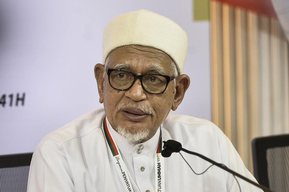 PAS president Datuk Seri Abdul Hadi Awang at the Himpunan Penyatuan Ummah (Muslim Unity Rally) at the Putra World Trade Centre in Kuala Lumpur September 14, 2019. u00e2u20acu201d Picture by Miera Zulyana