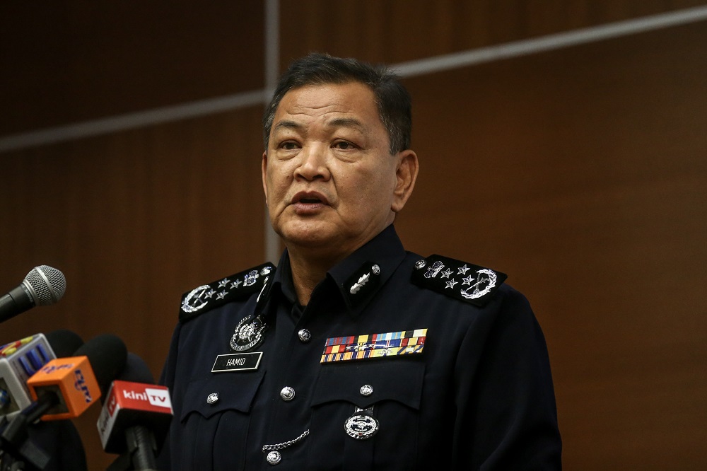 Inspector-General of Police Datuk Seri Abdul Hamid Bador speaks during a press conference in Kuala Lumpur September 25, 2019. u00e2u20acu201d Picture by Firdaus Latif 