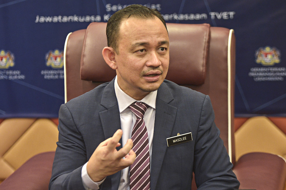 Education Minister Maszlee Malik speaks to the media during the u00e2u20acu02dcTVET Empowerment: Industry Dialogueu00e2u20acu2122 in Putrajaya September 26, 2019. u00e2u20acu201d Picture by Shafwan Zaidon