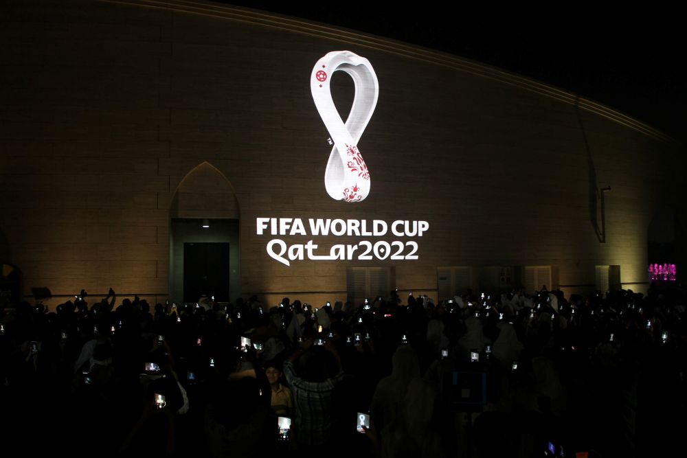 The tournament's official logo for the 2022 Qatar World Cup is seen on the wall of an amphitheater, in Doha September 3, 2019.u00e2u20acu201d Reuters pic
