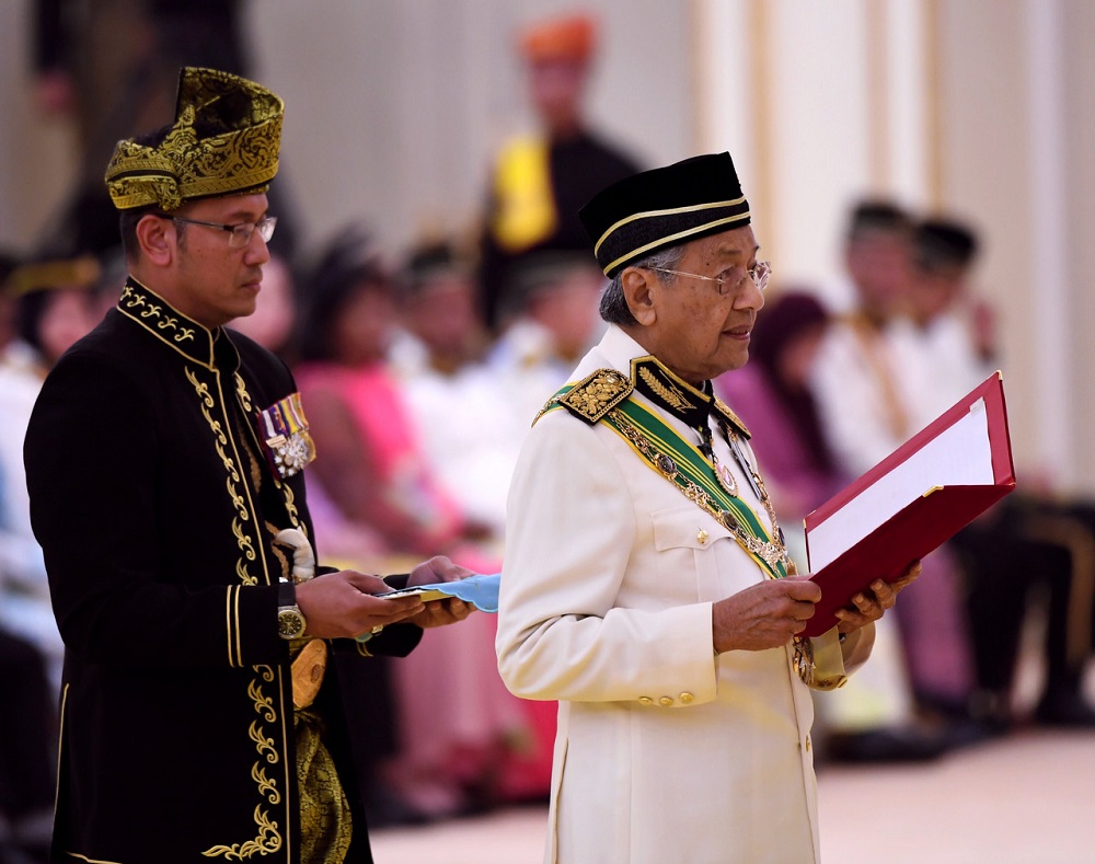 Prime Minister Tun Dr Mahathir Mohamed delivers his congratulatory speech at the investiture ceremony of federal awards and honours at the Istana Negara in Kuala Lumpur September 9, 2019. u00e2u20acu201d Bernama pic