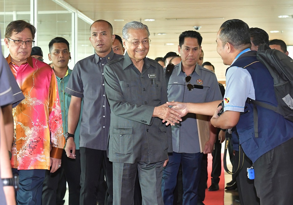 Prime Minister Tun Dr Mahathir Mohamad arrives for the Malaysia Day celebration in Kuching September 16, 2019. u00e2u20acu201d Bernama pic