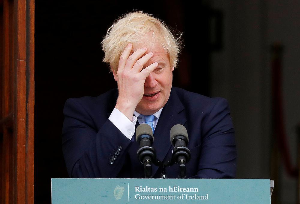 Britain's Prime Minister Boris Johnson reacts during a meeting with Ireland's Prime Minister (Taoiseach) Leo Varadkar in Dublin, Ireland September 9, 2019. u00e2u20acu201d Reuters pic 