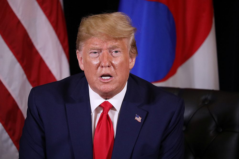 US President Donald Trump speaks on the sidelines of the annual United Nations General Assembly in New York  September 23, 2019. u00e2u20acu201d Reuters pic 