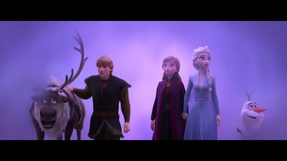 A screengrab from u00e2u20acu02dcFrozen IIu00e2u20acu2122 that features the voice talents of Kristen Bell, Idina Menzel, Jonathan Groff, Josh Gad,  Rachel Wood and Sterling K. Brown.