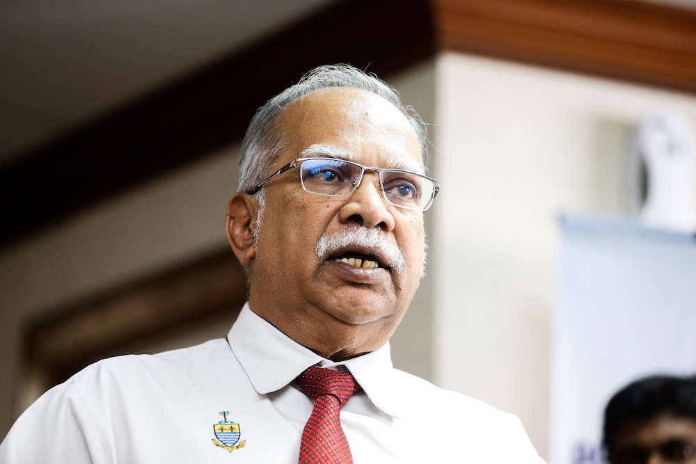 Deputy Chief Minister II P. Ramasamy speaks to the press after giving their statements to Bukit Aman officers in George Town September 11, 2019. u00e2u20acu201d Picture by Sayuti Zainudin